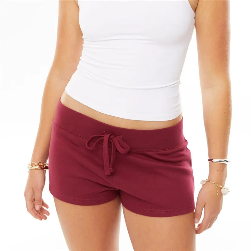 VacationGrabs Womens Low Waist Drawstring Lounge Shorts Soft Cotton Blend Casual Sweat Shorts for Y2K Streetwear Summer Pajama Bottoms