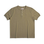 Red Tornado Short Sleeve Henley T-Shirt Heavyweight Cotton Every Day Tee Amekaji
