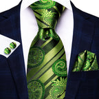 Dark Green Three Piece Ties - Patterned and Textured Designs