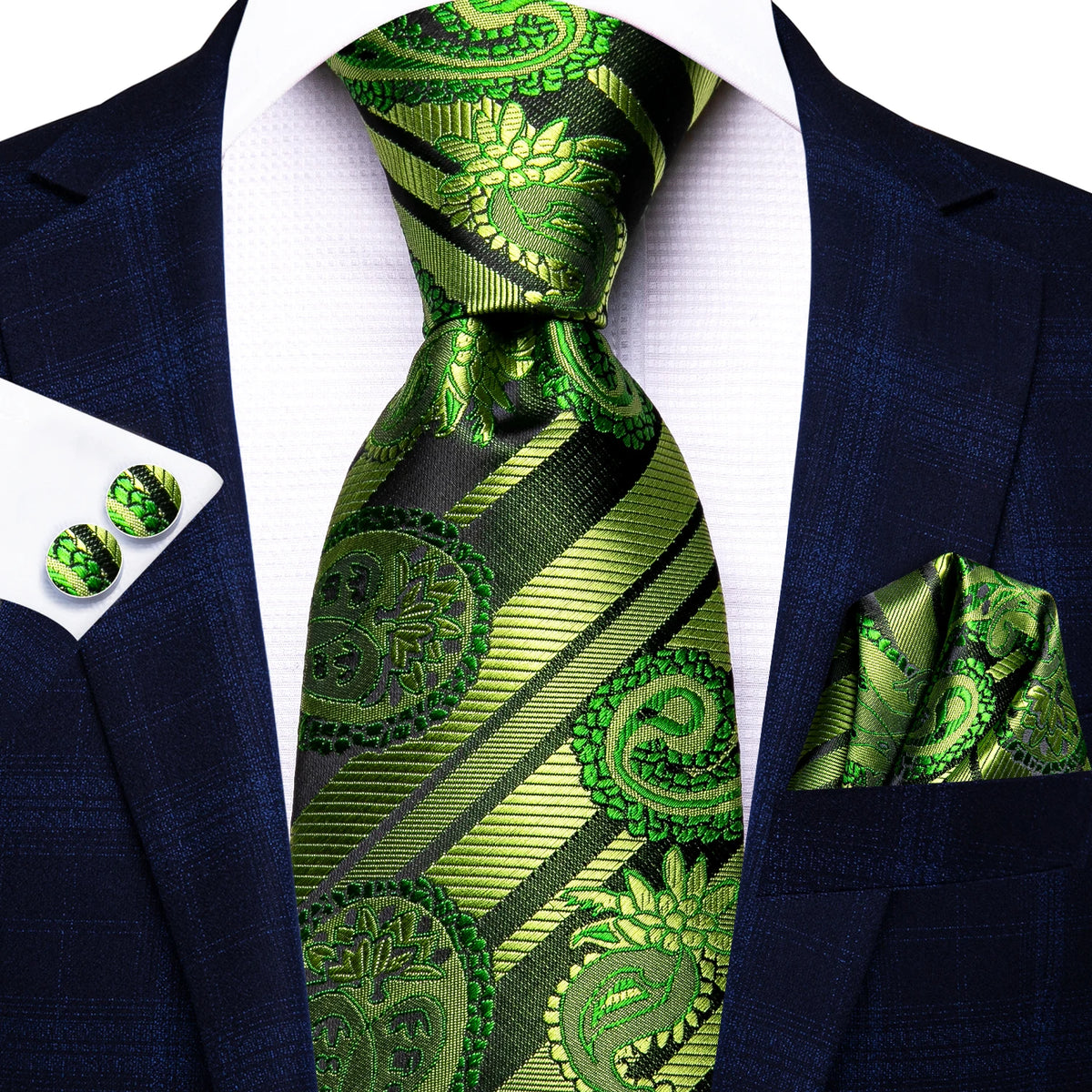 Dark Green Three Piece Ties - Patterned and Textured Designs