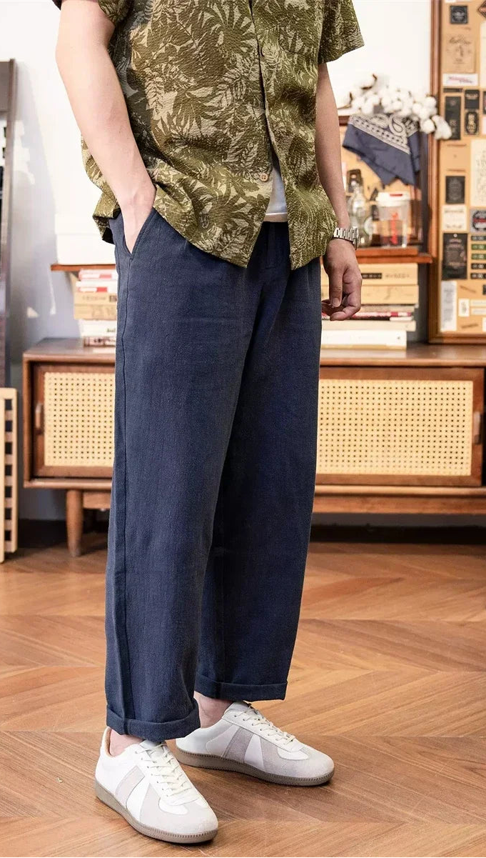Red Tornado Old Money Aesthetic Linen Pants Men's Casual Pleated Trousers Loose Fit