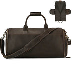 Crazy Horse Leather Travel Bag Suits and Shoes Folding Business Bag - VacationGrabs