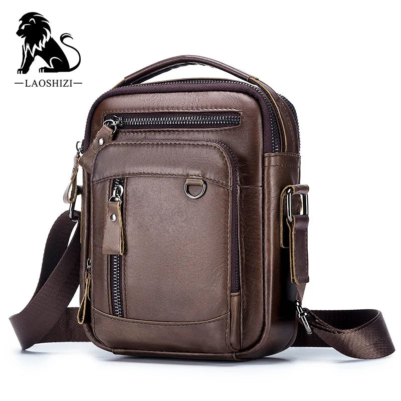 Sac de poitrine en cuir, imperméable, décontracté, en cuir véritable pour hommes