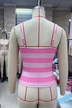 VacationGrabs Cute Stripe Camisole Top Summer Women Sweetheart Neck Spaghetti Strap Slim Low Back Crop Top Y2K Aesthetic Streetwear