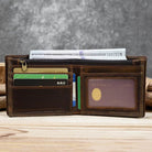 Vintage Men’s Leather Short Wallet Slim Bifold Coin Purse - VacationGrabs