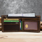 Vintage Men’s Leather Short Wallet Slim Bifold Coin Purse - VacationGrabs