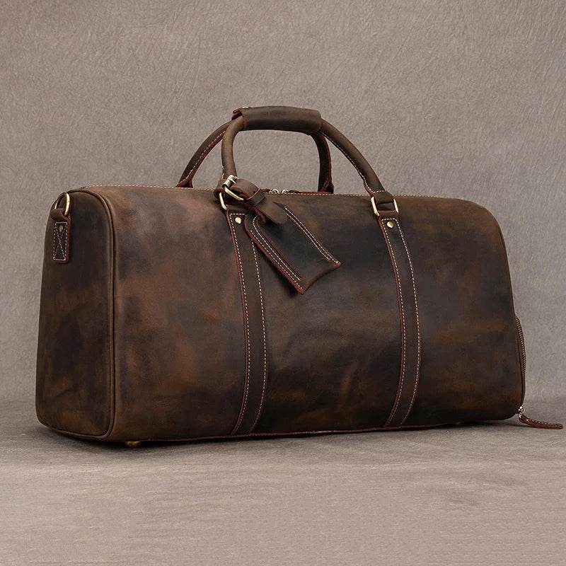 Vintage Leather Travel Duffel Hand Luggage Men’s Business Bag - VacationGrabs