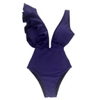 Women's Ruffle Sleeve Deep-V Bathing Suit - VacationGrabs