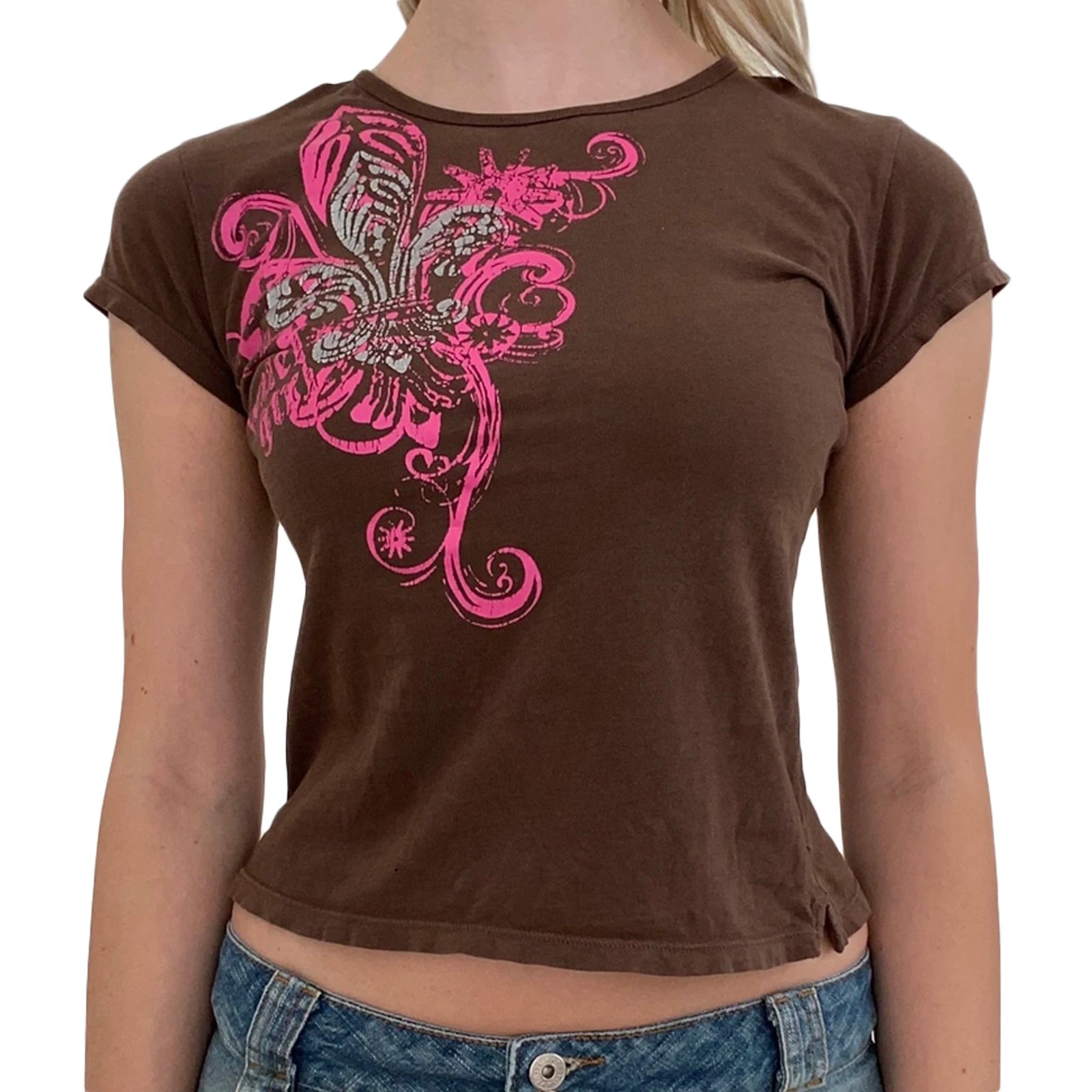 Camiseta gótica con estampado de calavera para mujer