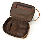 Crazy Horse Genuine Leather Small Travel Toiletry Bag - VacationGrabs