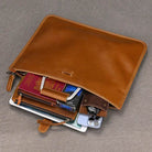 Vintage Style Men's Leather Briefcase Slim Working Tote Designer Bag - VacationGrabs
