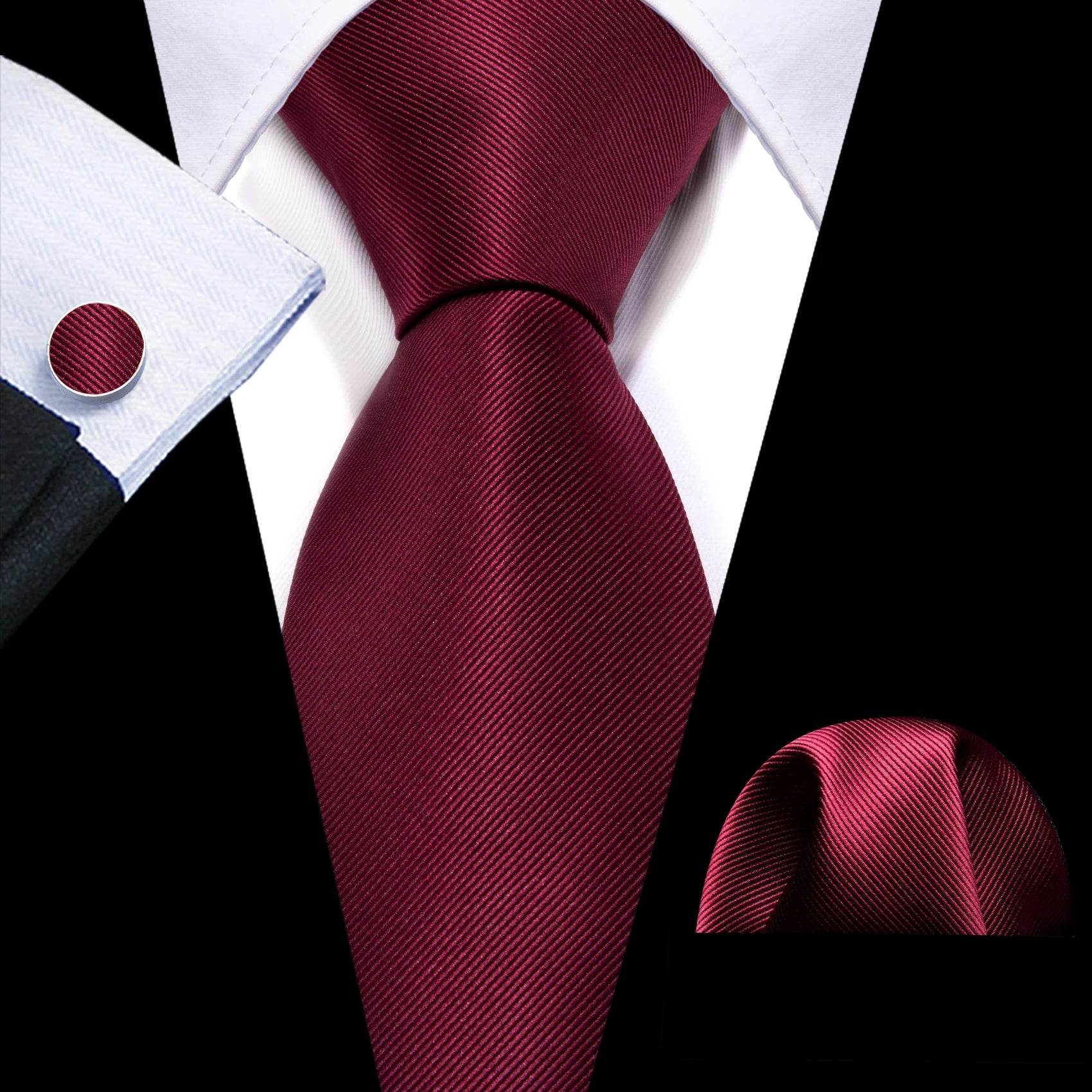 Red Plaid Silk Tie Set for Men - VacationGrabs