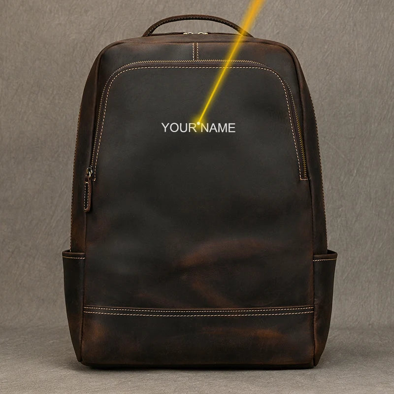 Sac à dos en cuir pour ordinateur portable 15,6" pour homme, style vintage et professionnel