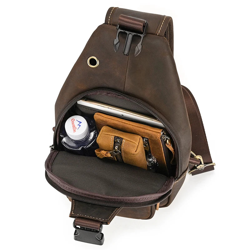 Men's Vintage Genuine Leather Crossbody Sling Bag