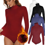 Women's High Collar Thermal Bodysuit, Long Sleeve Compression Top