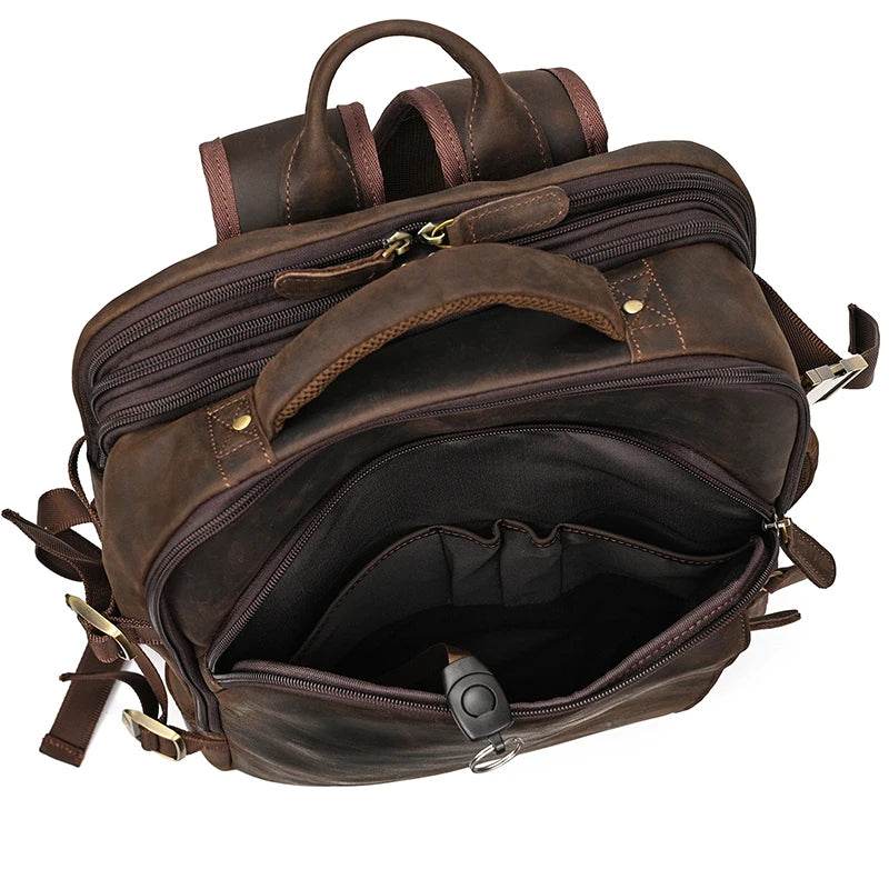 Business Leather Backpack Multifunctional Large Capacity Bag - VacationGrabs