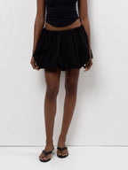 VacationGrabs Women Y2K Bubble Skirt Elastic Waist Pleated Ruffle Hem A Line Mini Skirt Girls Cute Short Puffy Balloon Skirt