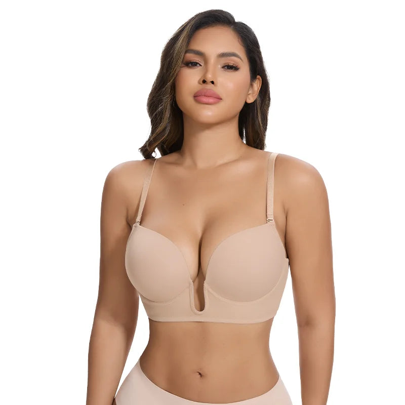 Deep V Push-Up Bralette – Backless Invisible Lingerie
