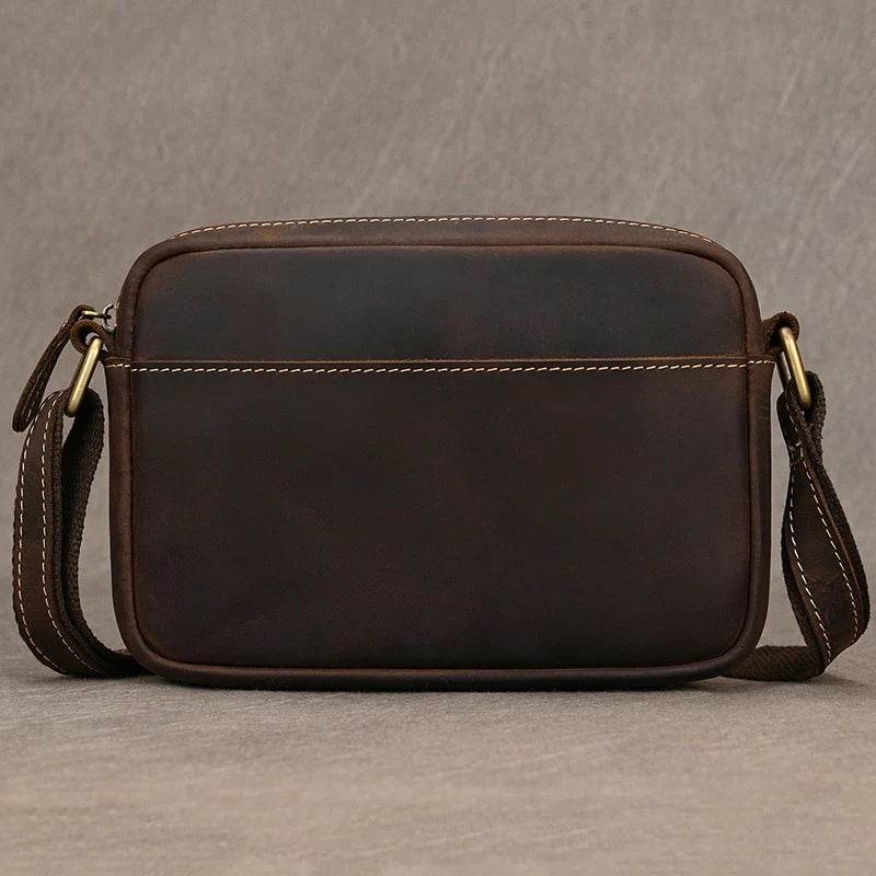 Crazy Horse Leather Messenger Bag Crossbody Shoulder Bag for Men - VacationGrabs