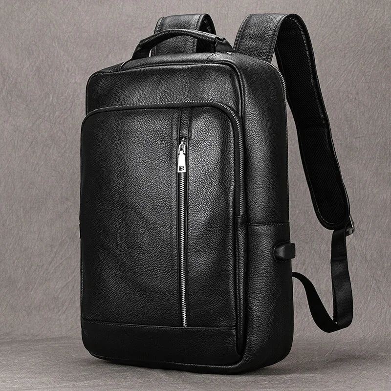 Genuine Leather School Bag Men 14" 15" Laptop Travel