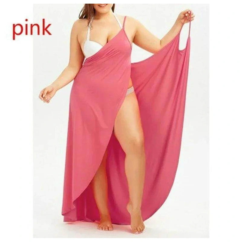 Plus Swimwear Cover-Up Summer Beach Pool Dress - VacationGrabs