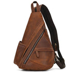 Leather Sling Bag for Biker Men Crossbody Chest Pack - VacationGrabs