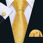 Gold & Beige Silk Tie Set for Men - VacationGrabs