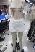 VacationGrabs Furry Mini Skirts Women Tie Side High Street Sexy Midnight Hottie Fashion Wild Party Simple Classic Autumn Winter Bottom