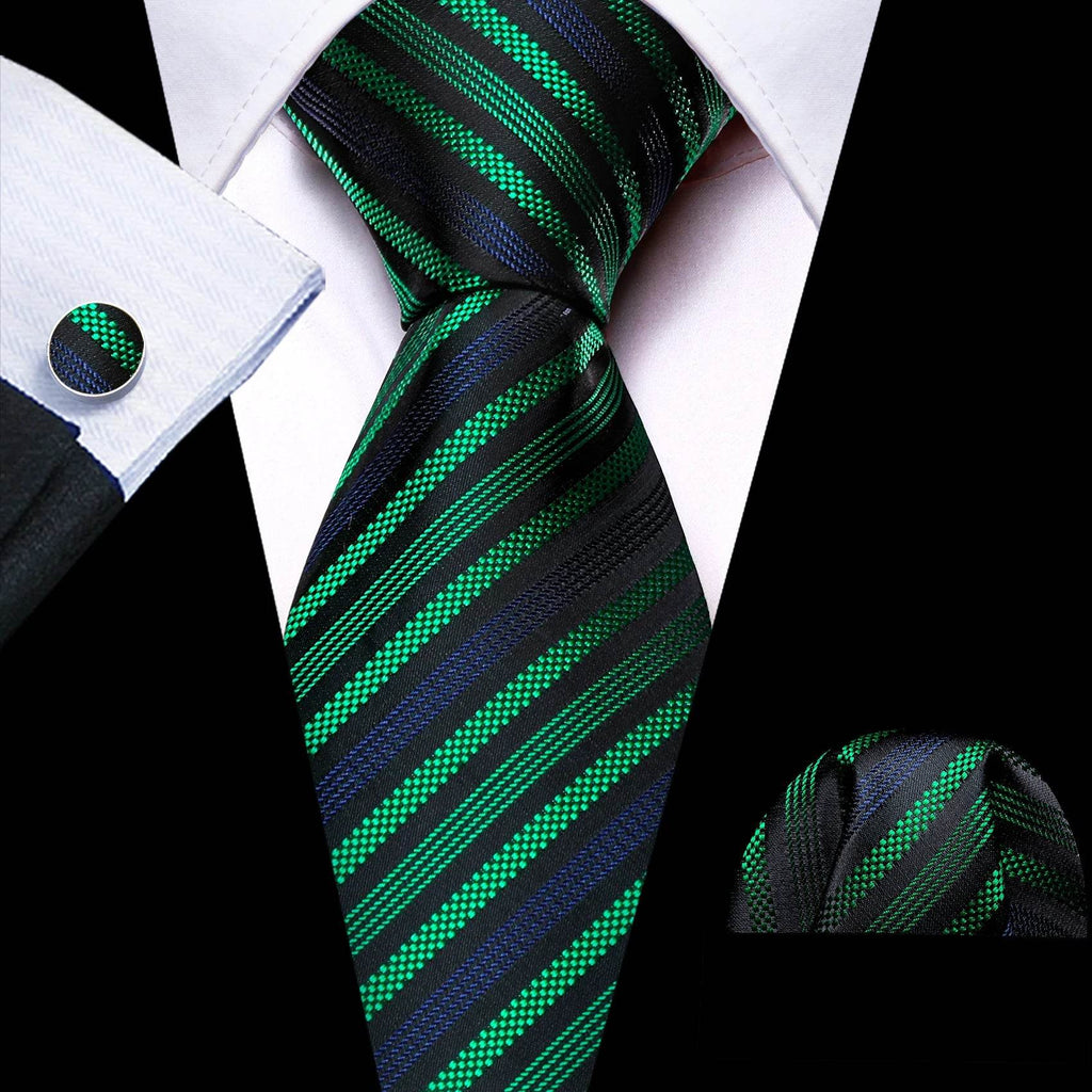Green Silk Tie Set for Men: Multiple Shades Available - VacationGrabs