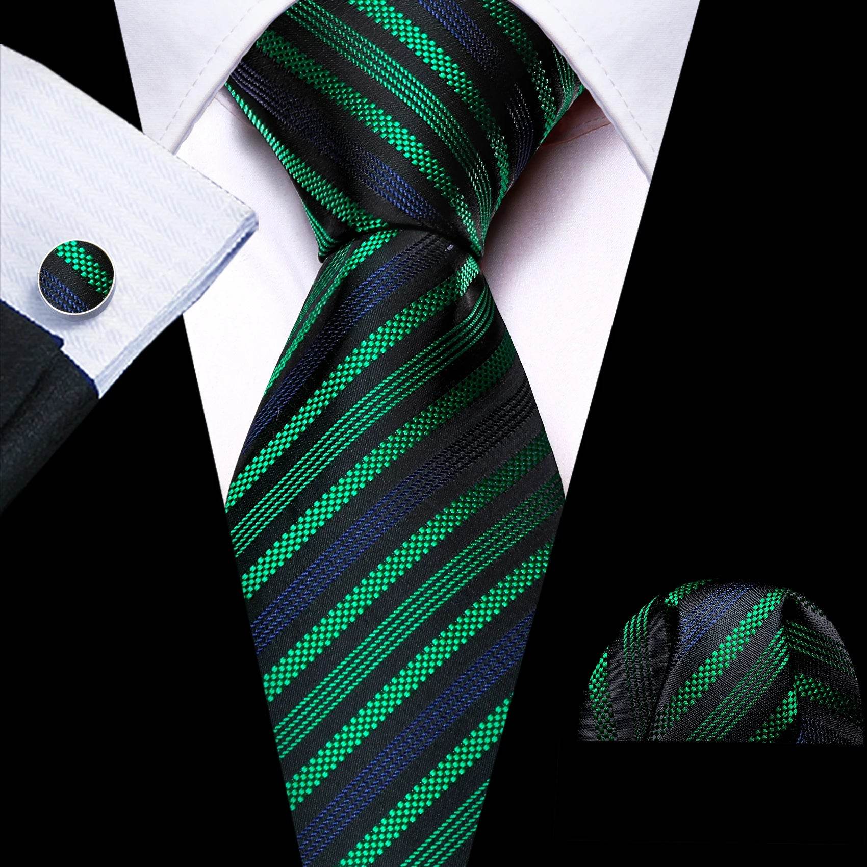 Green Silk Tie Set for Men: Multiple Shades Available - VacationGrabs