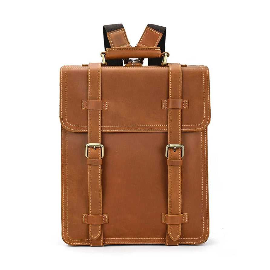 Crazy Horse Leather Backpack for Men 15.6" Laptop Travel Bag