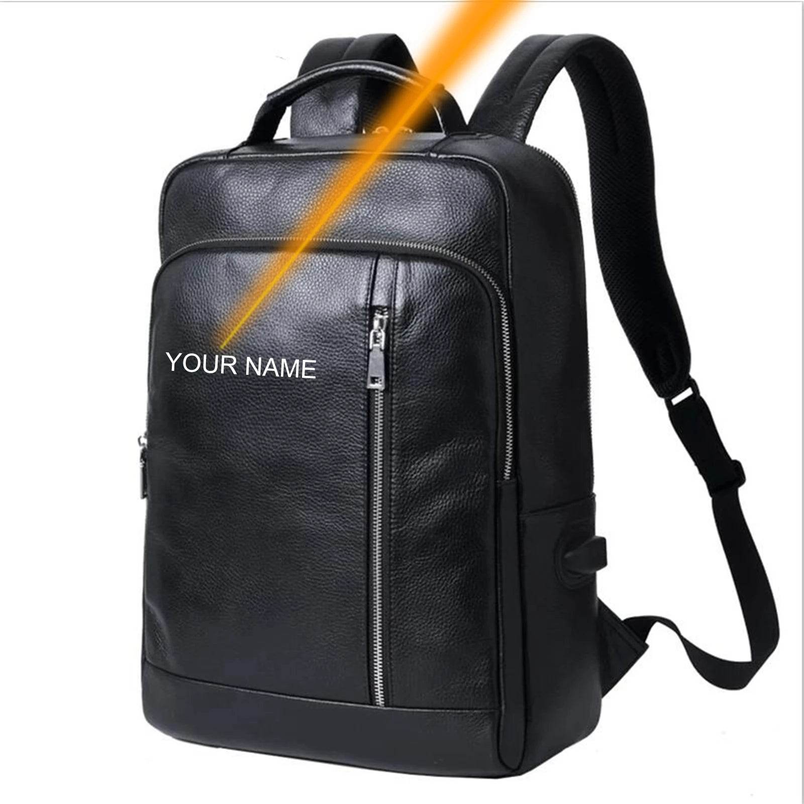 Crazy Horse Leather Laptop Backpack for Men Business School - VacationGrabs