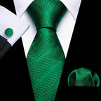 Green Silk Tie Set for Men: Multiple Shades Available - VacationGrabs