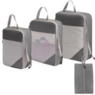 Gray compression packing cubes for travel, durable material, set of three