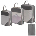 Gray compression packing cubes for travel, durable material, set of three