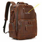 Vintage Crazy Horse Leather Backpack Men Travel Laptop School Bag - VacationGrabs