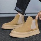 Men’s Genuine Leather Mid Top Boots British Style Chelsea - VacationGrabs