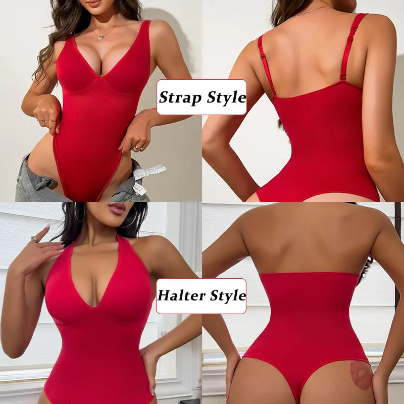 Deep V Halter Bodysuit – Tummy Control Shapewear Thong