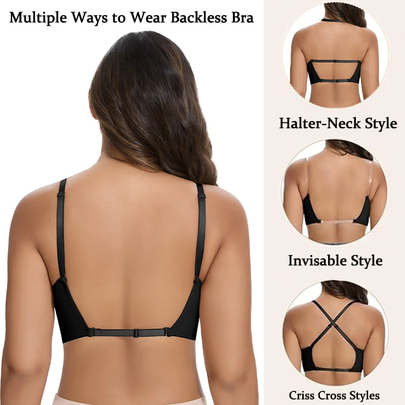 Deep V Push-Up Bralette – Backless Invisible Lingerie
