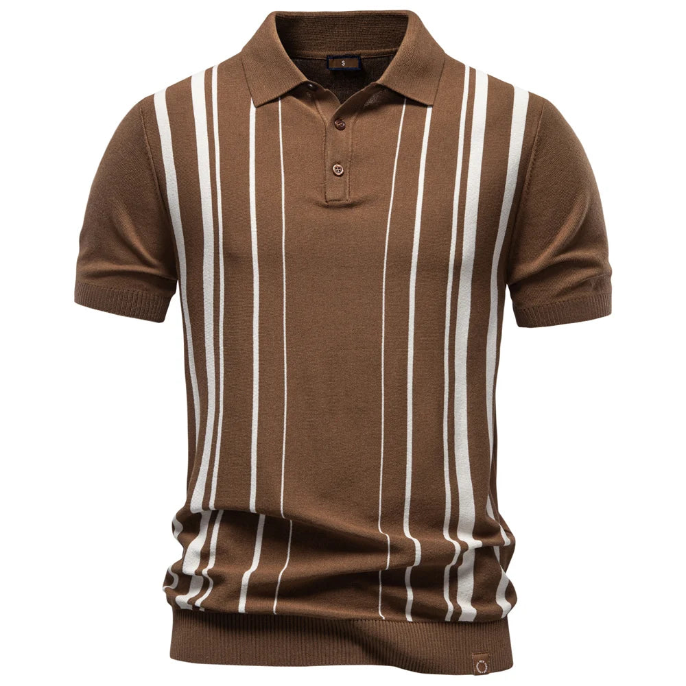 Men's 2026 Polo Shirt Stripe Old Money Style Short Sleeve Soft Breathable Casual Elegant Daily Wear Luxe Polo Shirts for Male