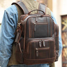 Vintage Crazy Horse Leather Backpack Men Travel Laptop School Bag - VacationGrabs
