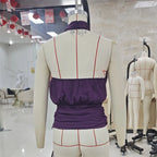 VacationGrabs Elegant Plum Purple Halter Top Women Open Back Sleeveless Blouse Tie Waist Flowy Top For Office Commute And Casual Wear