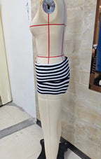 VacationGrabs Women's Summer Knit Striped Fold Over Swim Shorts Low Rise Boyshort Bikini Bottoms Soft Stretchy Beach for Vacation