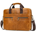 Maletín de cuero para hombre, bolso para portátil de 15,6", cuero de capa superior