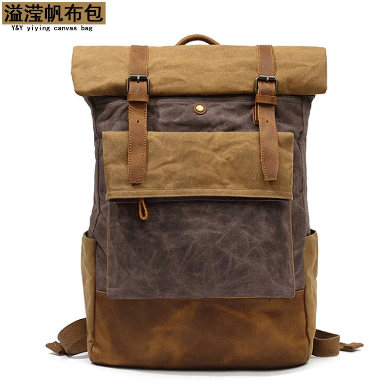 New Outdoor Travel Backpack Genuine Crazy Horse Leather Casual Backpack for Men