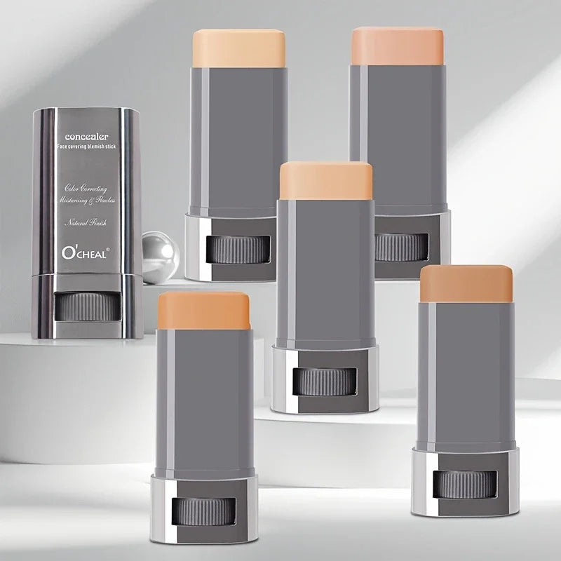 Cream Foundation Stick, Flawless Satin Powder Foundation, Long-Lasting Waterproof Full Coverage Foundation, Suitable for Conceal
