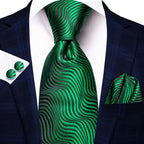 Dark Green Three Piece Ties - Patterned and Textured Designs