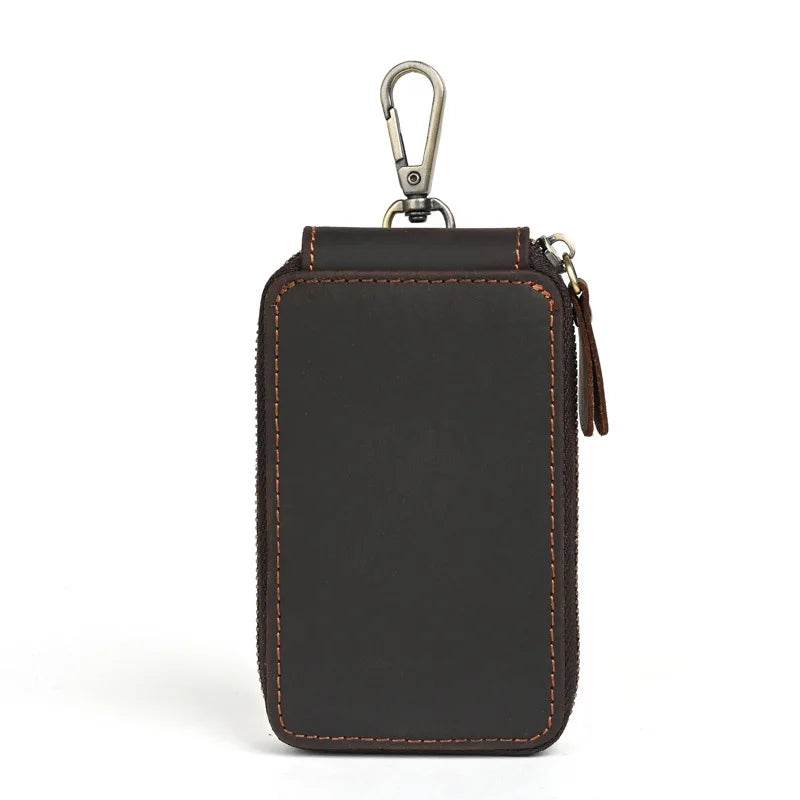 Vintage Style Leather Keychain Wallet for Car Keys & Keyring Holder - VacationGrabs