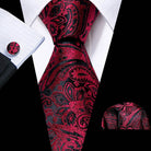 Red Plaid Silk Tie Set for Men - VacationGrabs