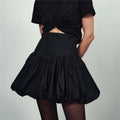 VacationGrabs Women Y2K Bubble Skirt Fashion Elastic Waist Pleated Ruffle Hem A Line Mini Skirt Girls Cute Short Puffy Balloon Skirt